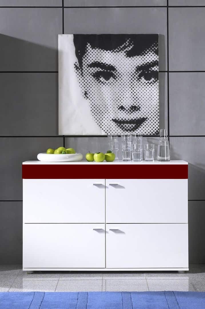 Komoda LOGO II biały/bordo 120x42x78cm