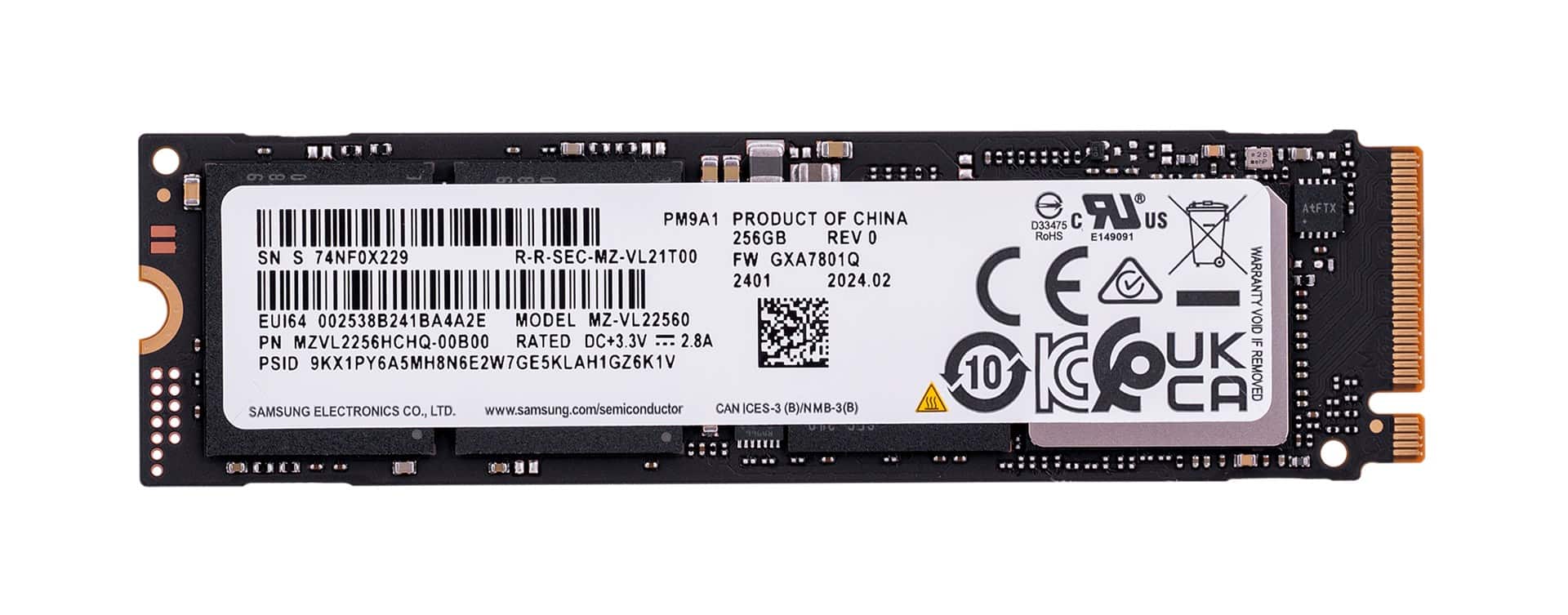 Dysk SSD Samsung PM9A1 256GB NVMe M.2 2280 — zdjęcie 1 z 3