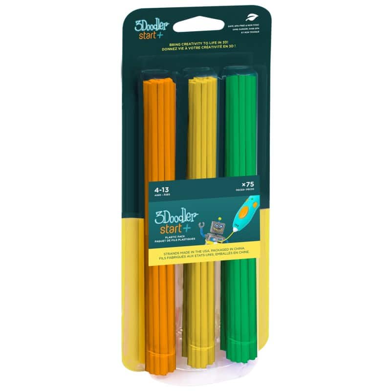 FILAMENT 3DOODLER START EKO, 2.5MM, 75 SZTUK, 3 KOLORY, POM, ŻÓŁTY, ZIEL 3DS-ECO-MIX2-75 — zdjęcie 1 z 3