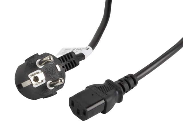 Kabel Lanberg CA-C13C-11CC-0050-BK (C13 / IEC C13 / IEC 320 C13 F - Schuko M; 5m; kolor czarny) — zdjęcie 1 z 4