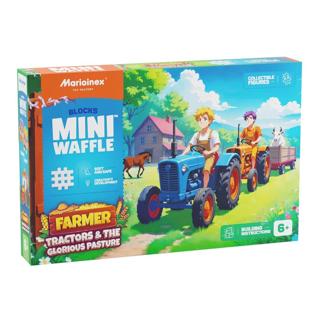 MARIOINEX Klocki Mini Waffle Farmer Traktory i wypasiona łąka, 110 elementów — zdjęcie 1 z 4