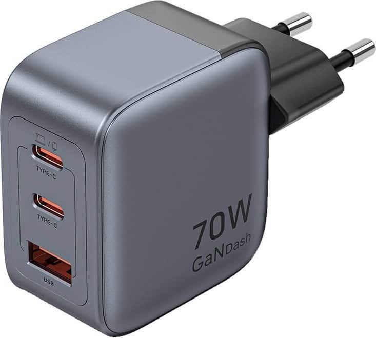Ładowarka Vention 70W GaN PD 1x USB-A 2x USB-C czarna — zdjęcie 1 z 6