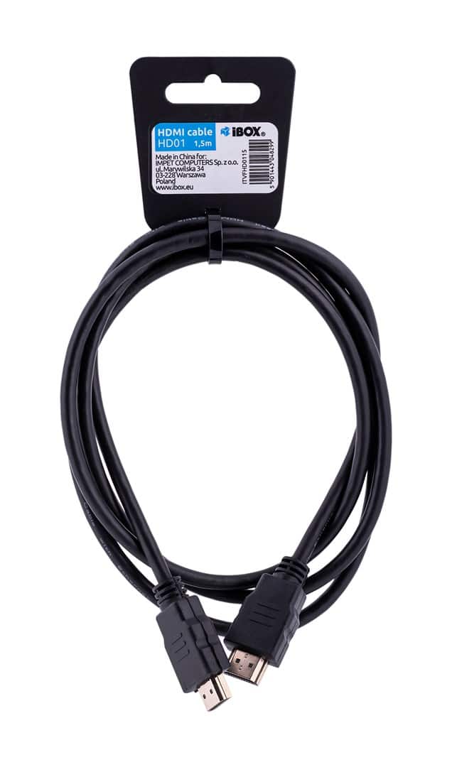 Kabel IBOX FULLHD HD01 1,5M 1.4V 13C+1 ITVFHD0115 (HDMI M - HDMI M; 1,5m; kolor czarny) — zdjęcie 1 z 2