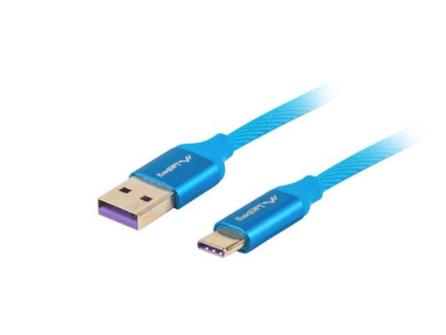 Kabel Lanberg CA-USBO-21CU-0010-BL (USB 2.0 typu A - USB typu C ; 1m; kolor niebieski) — zdjęcie 1 z 2