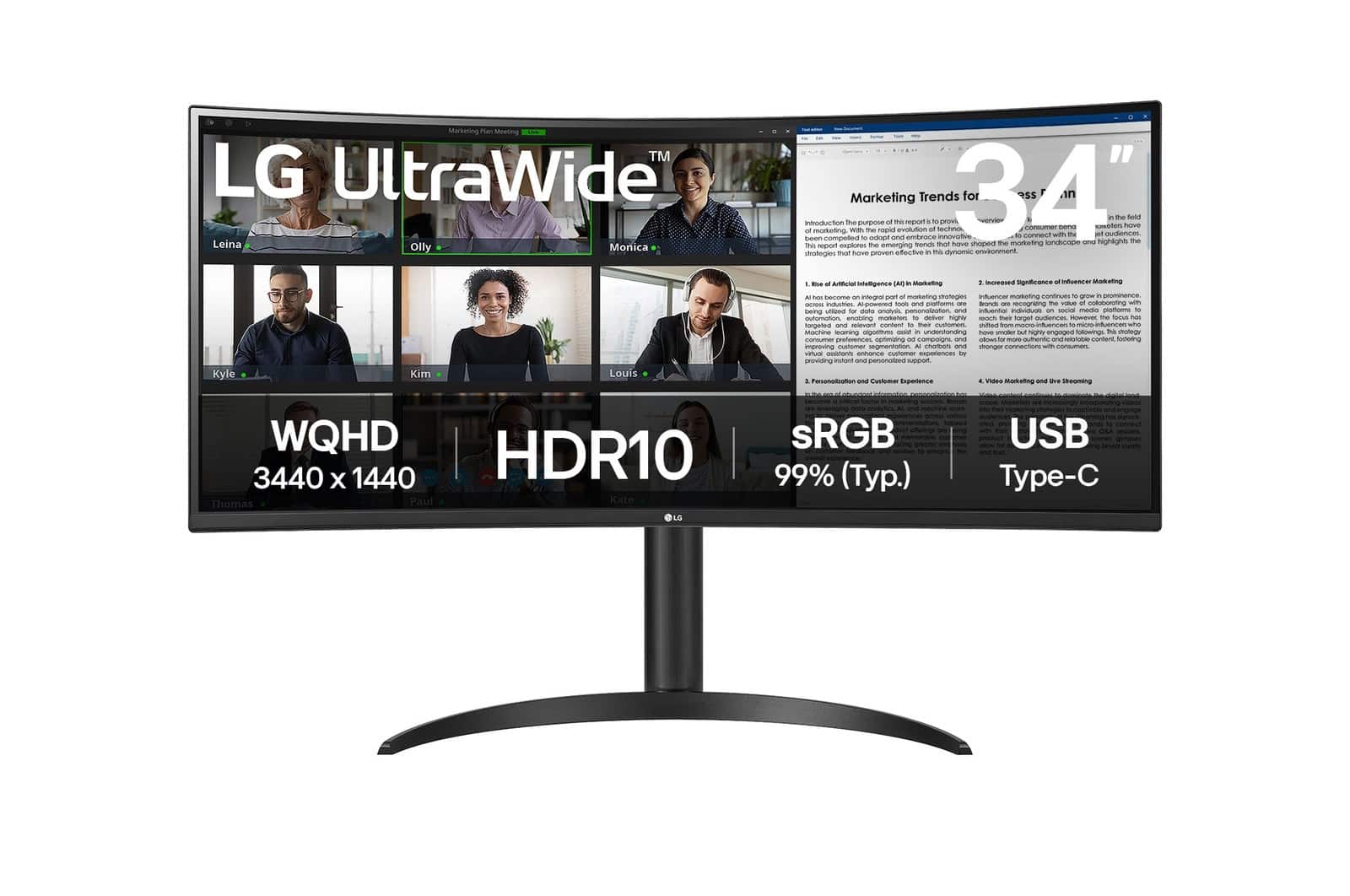 MONITOR LG LED 34" 34WR50QK-B 100Hz — zdjęcie 1 z 8