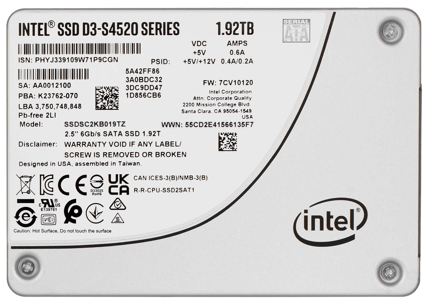 Dysk SSD Solidigm (Intel) S4520 1.92TB SATA 2.5" — zdjęcie 1 z 4