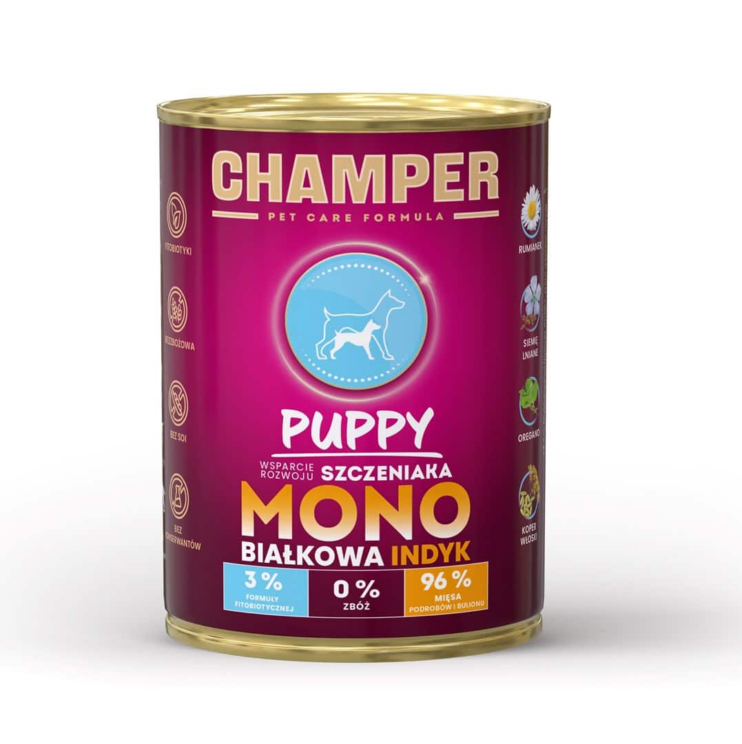 CHAMPER PUPPY MONOBIAŁKOWA indyk mokra karma dla psa400 g