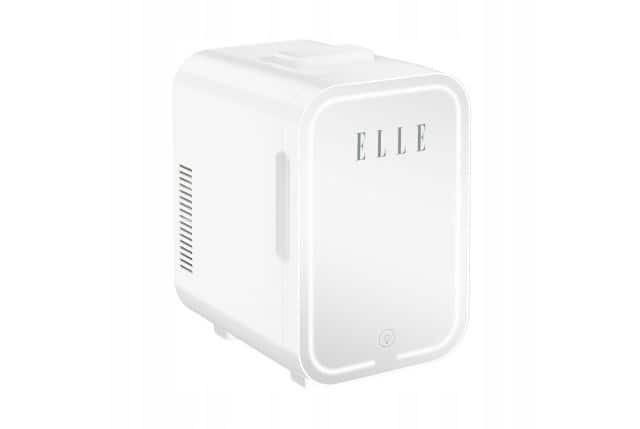 Mini lodówka z lusterkiem do makijażu LED ELLE 8L biała — zdjęcie 1 z 5