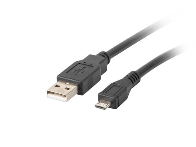 Kabel Lanberg CA-USBM-10CC-0010-BK (USB 2.0 M - Micro USB M; 1m; kolor czarny) — zdjęcie 1 z 2