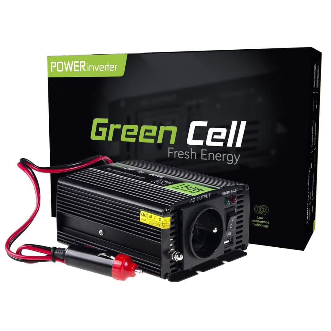 GREEN CELL PRZETWORNICA INV06 12V-230V 150W/300W — zdjęcie 1 z 5