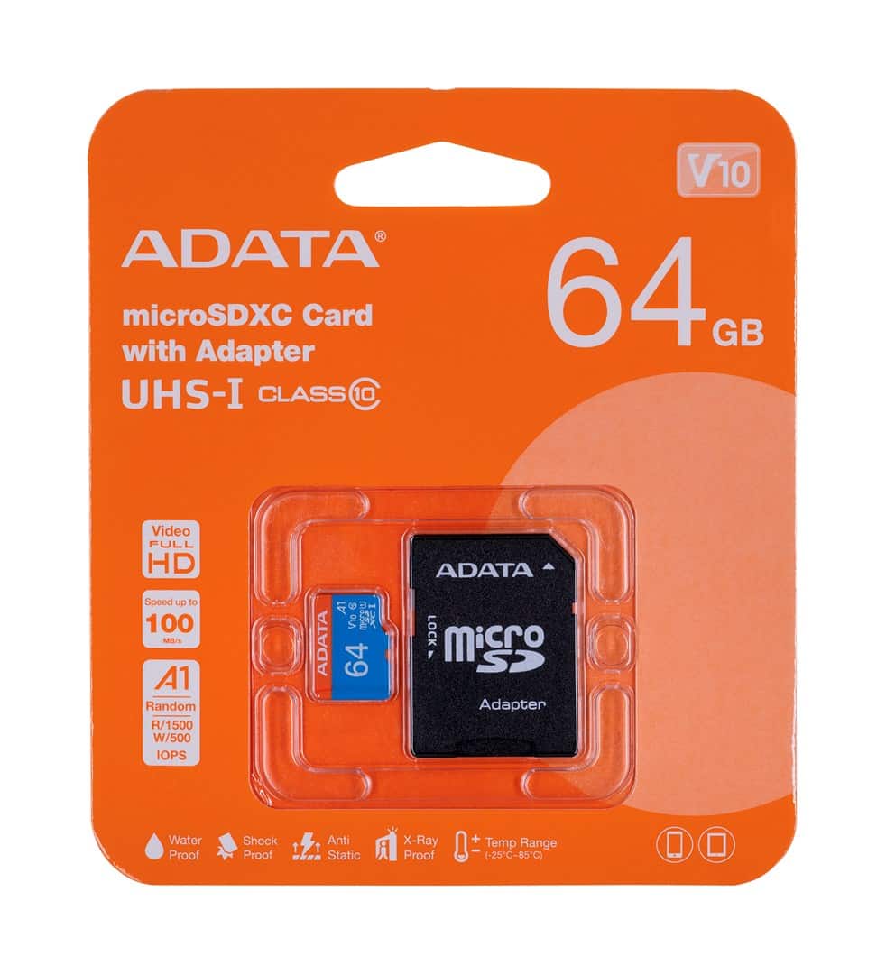 Karta pamięci ADATA PREMIER AUSDX64GUICL10A1-RA1 (64GB; Class 10; Adapter) — zdjęcie 1 z 3