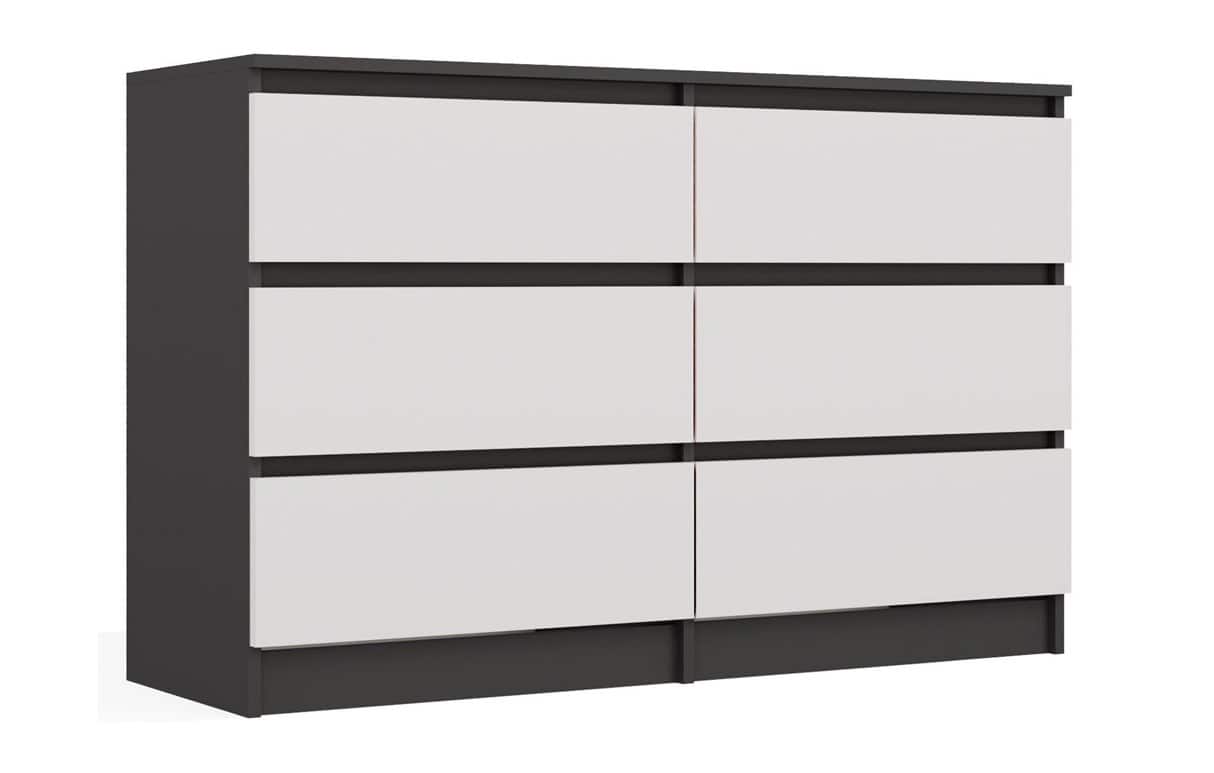 M6 MALWA KOMODA 120CM 6 SZUFLAD ANT/BIEL KOMPLET — zdjęcie 1 z 8