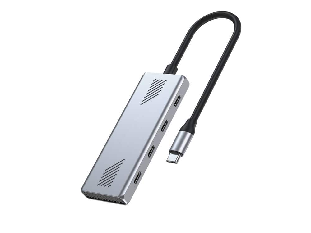 GEMBIRD 4-PORTOWY HUB USB-C 3.2 (GEN 2) TYPU C SZARY — zdjęcie 1 z 4