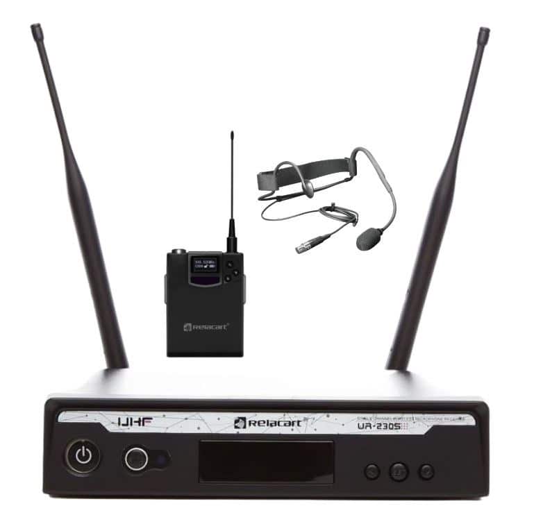 RELACART ZESTAW MIKROFONU BEZPRZEWODOWEGO UR-230S HSAE1 (ODBIORNIK JEDNOKANAŁOWY Z MIKROFONEM DO AEROBIKU) — zdjęcie 1 z 4