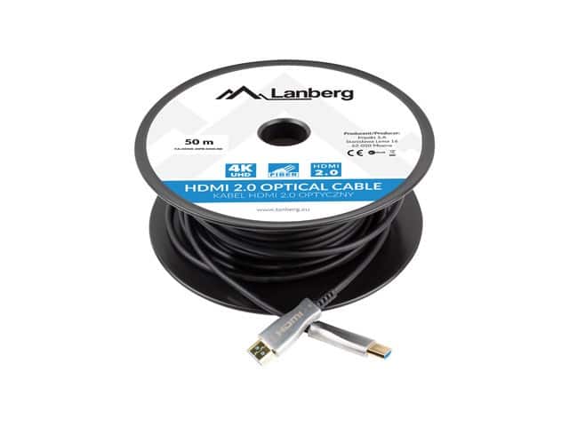 LANBERG KABEL HDMI M/M V2.0 50M OPTYCZNY AOC CA-HDMI-20FB-0500-BK — zdjęcie 1 z 5