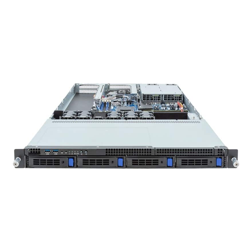 Platforma Gigabyte Rack (1U) R133-C13-AAB1 AMD Epyc 4004/Ryzen 7000 (4x 3,5" SATA HS, 1xM.2, 2x1Gbe, IPMI, 1+1 800W) — zdjęcie 1 z 4