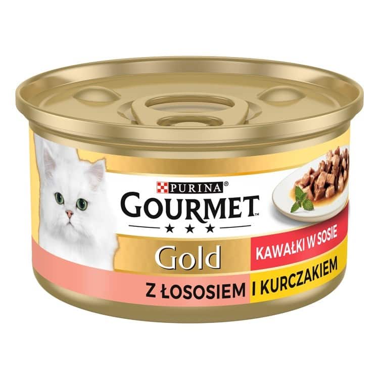 GOURMET GOLD Łosoś i kurczak w sosie mokra karma dla kota - puszka - 85 g — zdjęcie 1 z 8