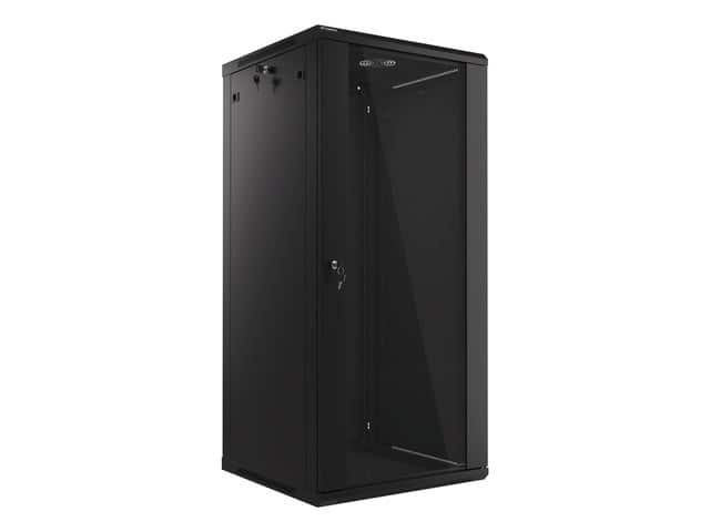 Szafa jednosekcyjna Lanberg WF01-6627-10B (27U; 1300mm / 600mm / 600 mm; wisząca; Szklane; 19''; kolor czarny) — zdjęcie 1 z 8