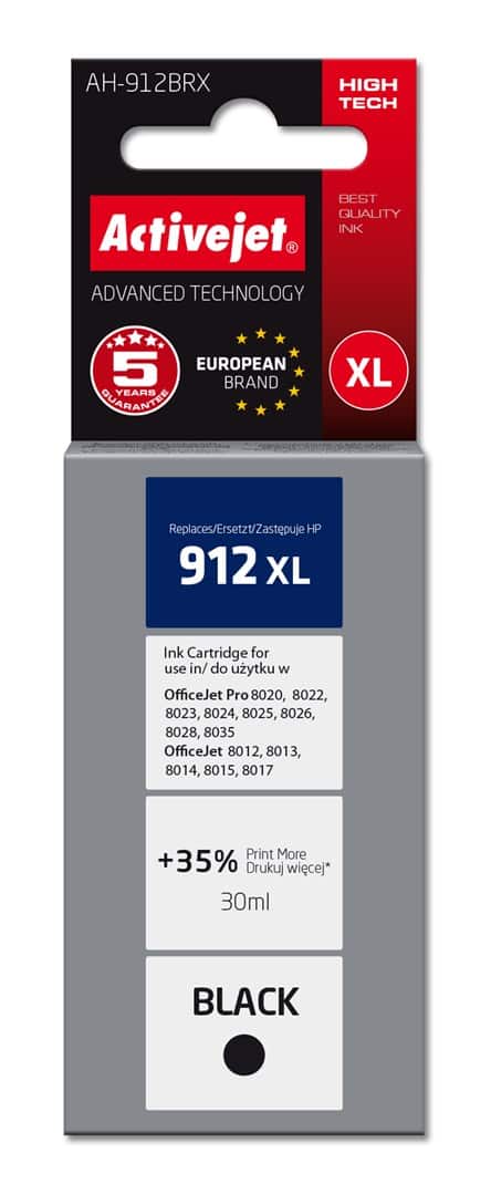 Activejet AH-912BRX Tusz, 30ml, czarny, kompatybilny z HP