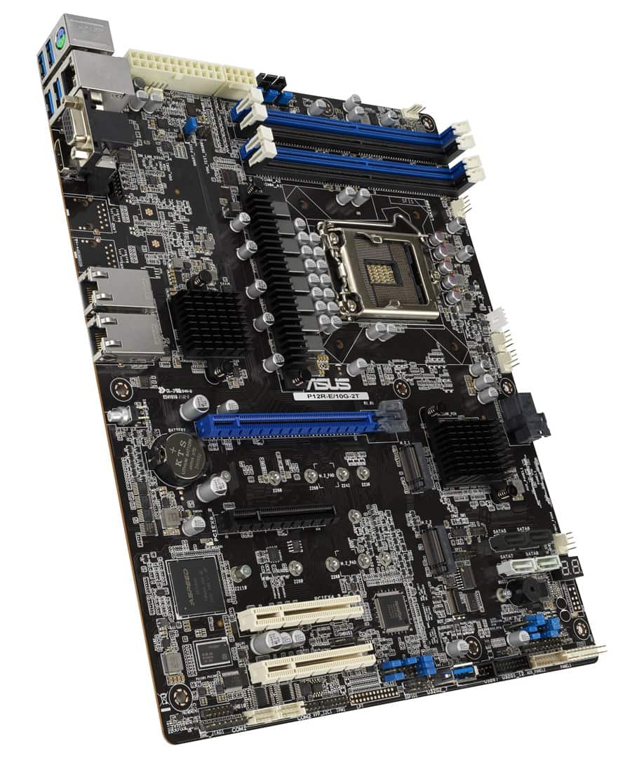Płyta Serwerowa ASUS P12R-E/10G-2T/ASMB10 LGA-1200, C256, 4DIMM, 1*PCIe x16 slot, 3*PCIe x8 slots, 2*M2, 1 x Dual Port Intel X710-AT2 10G LAN Controller + 1 x Mgmt LAN, ASMB10, ATX — zdjęcie 1 z 3