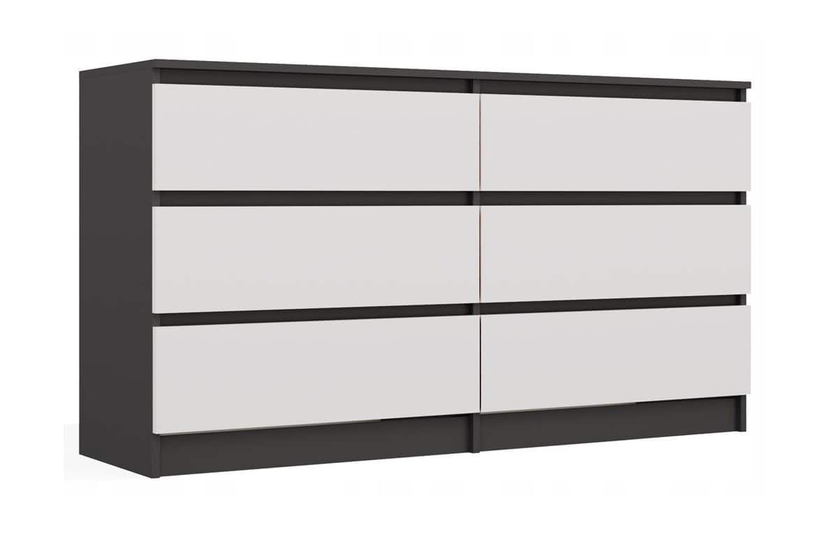M6 MALWA KOMODA 140 CM 6 SZUFLAD ANT/BIEL KOMPLET — zdjęcie 1 z 8