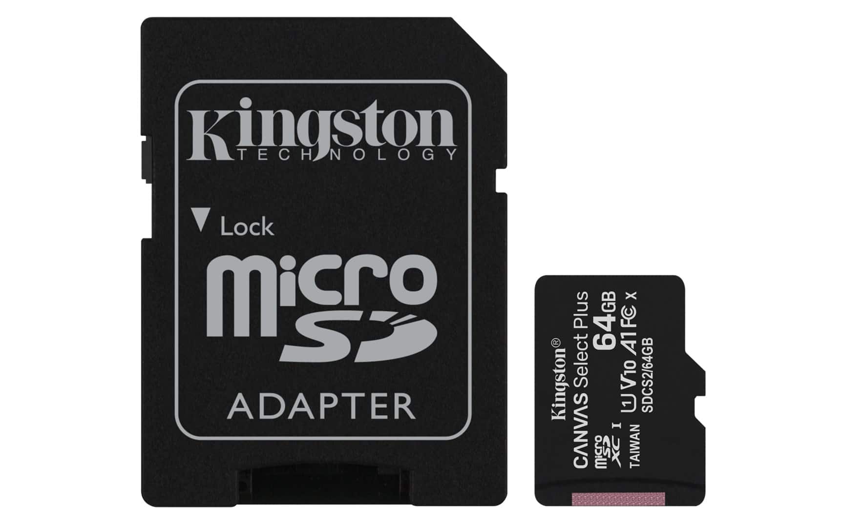 Karta pamięci z adapterem Kingston Canvas Select Plus SDCS2/64GB (64GB; Class 10, Class U1, V10; + adapter) — zdjęcie 1 z 6