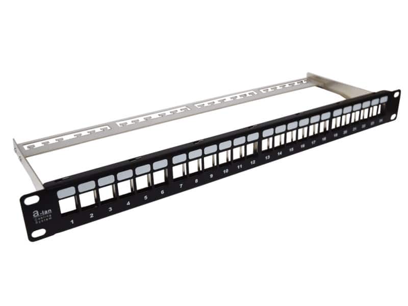 Patch panel 19" ALANTEC modularny 24 portów 1U z podporą niewyposażony