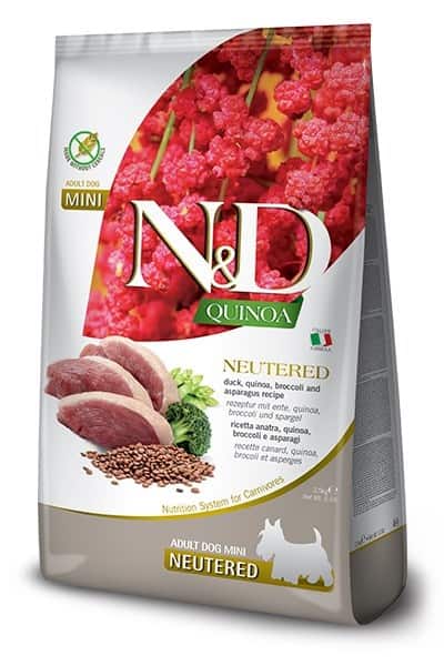 FARMINA N&D Quinoa Dog Duck, Broccoli, Asparagus Neutered Adult Mini - sucha karma dla psa - 2.5 kg — zdjęcie 1 z 2