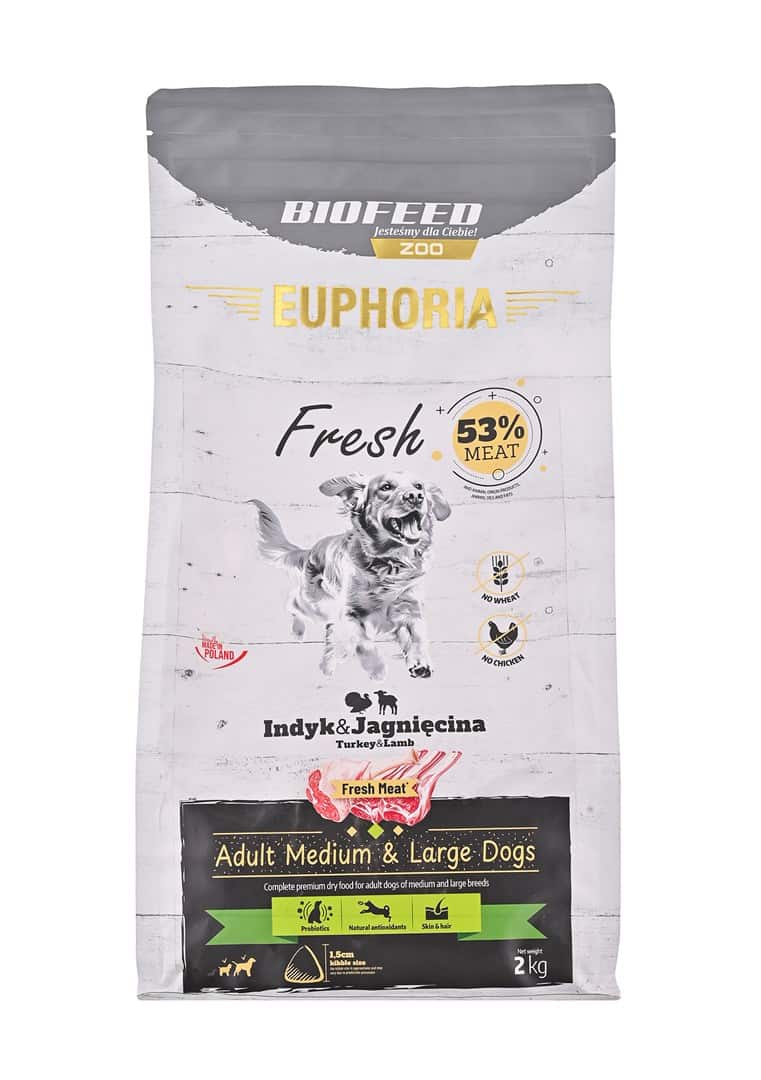 BIOFEED Euphoria Fresh Meat Indyk/Jagnię M/L 2kg — zdjęcie 1 z 3