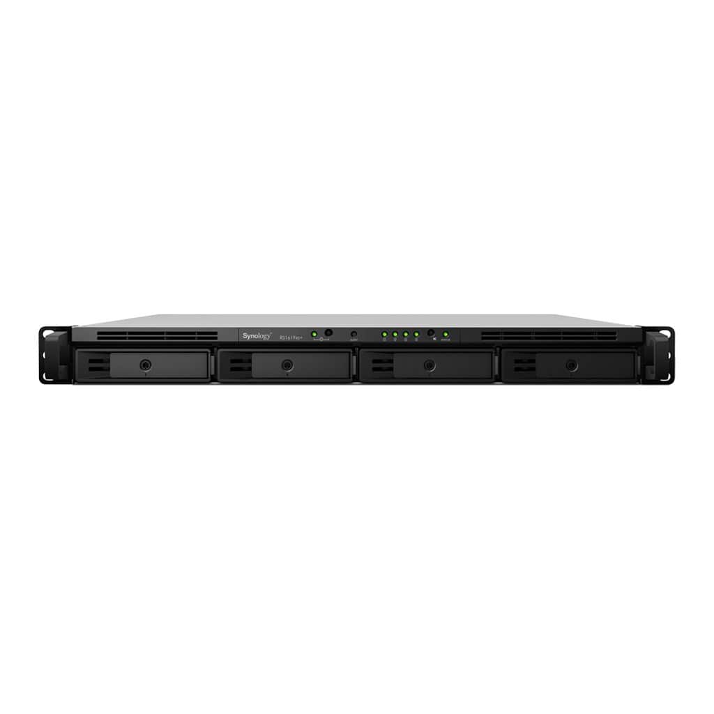NAS Synology RS1619xs+; 1U RACK; 4x (3.5" SATA HDD/2.5" SATA HDD); Intel Xeon D-1527; 8 GB DDR4 ECC UDIMM (max. 64GB), 4x 1GbE RJ-45 — zdjęcie 1 z 6