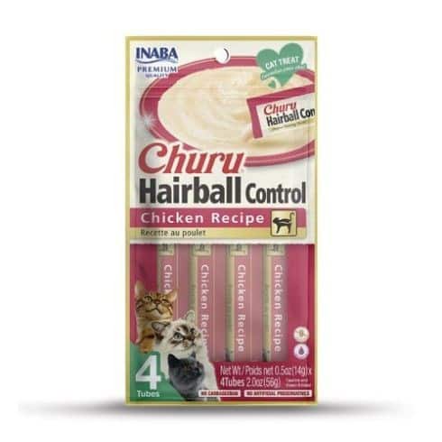INABA CHURU HAIRBALL Kurczak - przysmak dla kota - 4x14g (56g) — zdjęcie 1 z 2