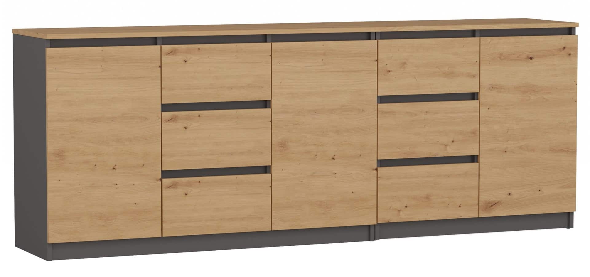 Komoda COSTA 1D3S+2D3S antracyt/artisan — zdjęcie 1 z 4