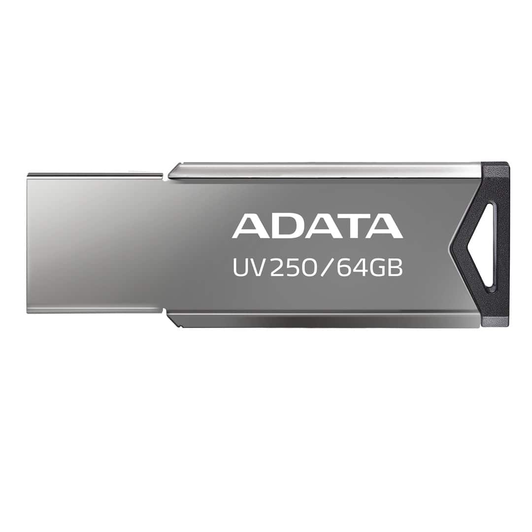 Pendrive ADATA UV250 AUV250-64G-RBK (64GB; USB 2.0; kolor srebrny) — zdjęcie 1 z 4