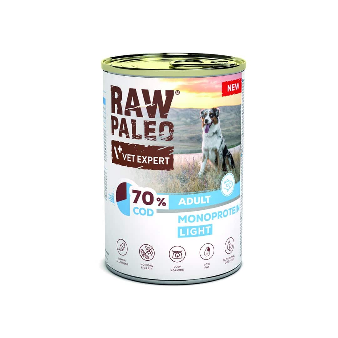 VetExpert Raw Paleo Dorsz/Cod Light Adult Can 400g