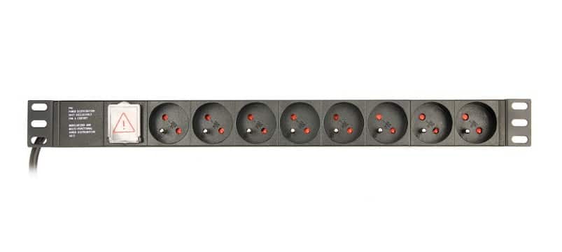 GEMBIRD LISTWA ZASILAJĄCA RACK 19" PDU EG-PDU-014-FC14 1U, 16A, 8X FRANCUSKIE GNIAZDO, WTYK C14, KABEL 3M — zdjęcie 1 z 8