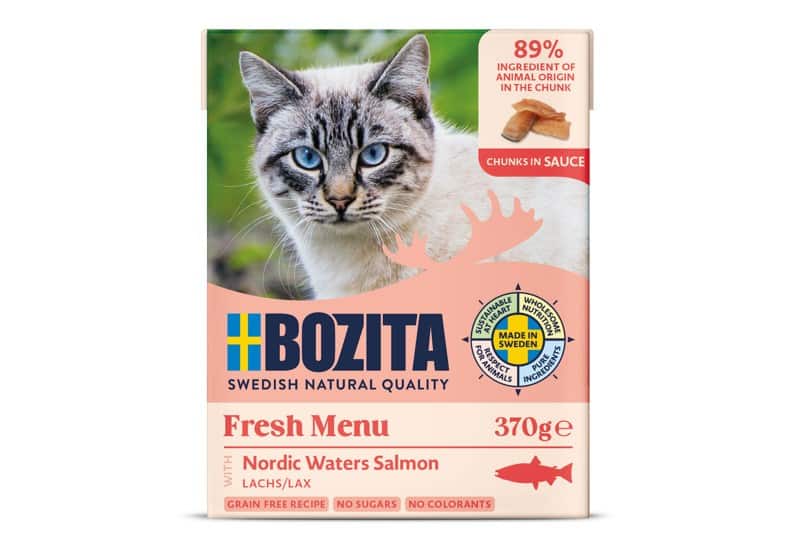BOZITA Mięsne kawałki z łososiem 370g
