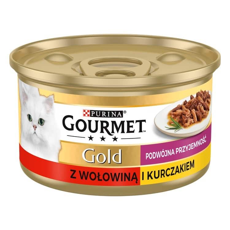 GOURMET GOLD Wołowina z kurczakiem mix kawałków na parze i w sosie - mokra karma dla kota - 85 g — zdjęcie 1 z 8
