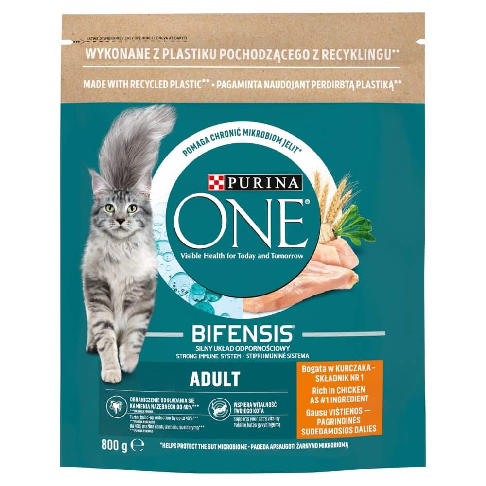 PURINA One Bifensis Adult Bogata w Kurczaka i Pełne Ziarna - sucha karma dla kota - 800 g — zdjęcie 1 z 6