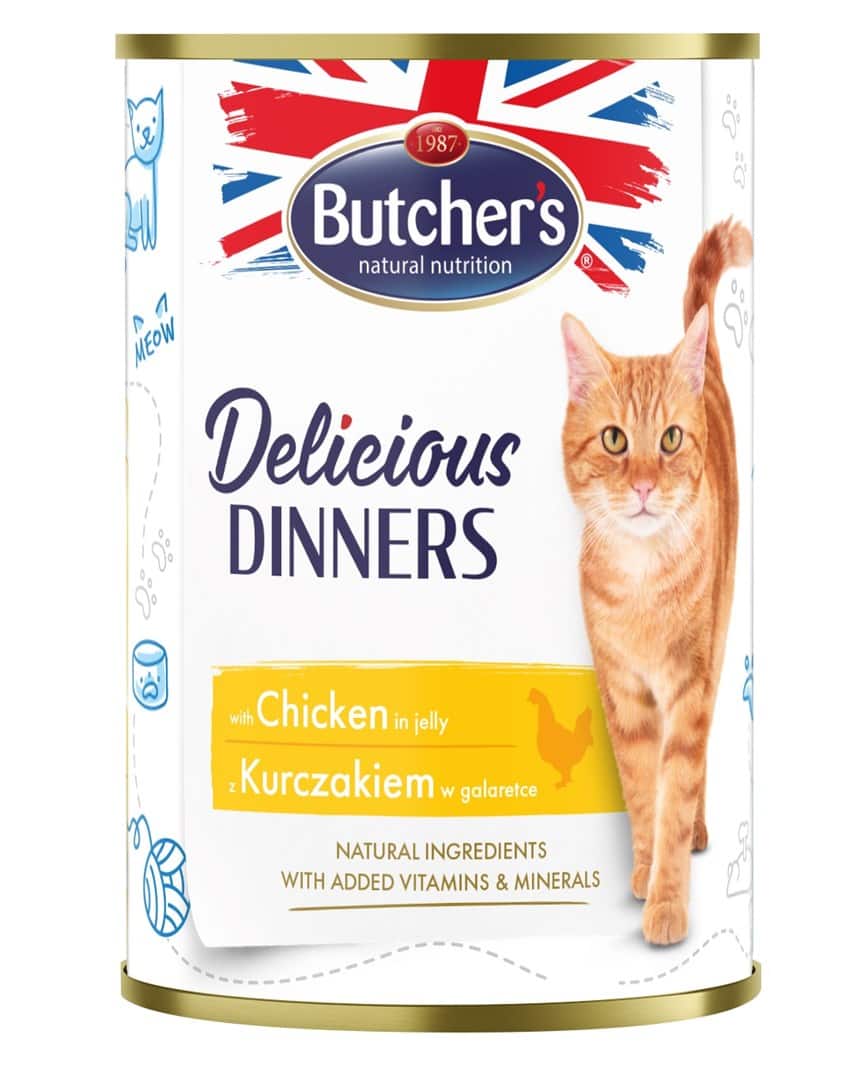 BUTCHER'S Delicious Dinners Kawałki z kurczakiem w galaretce - mokra karma dla kota - 400 g — zdjęcie 1 z 2