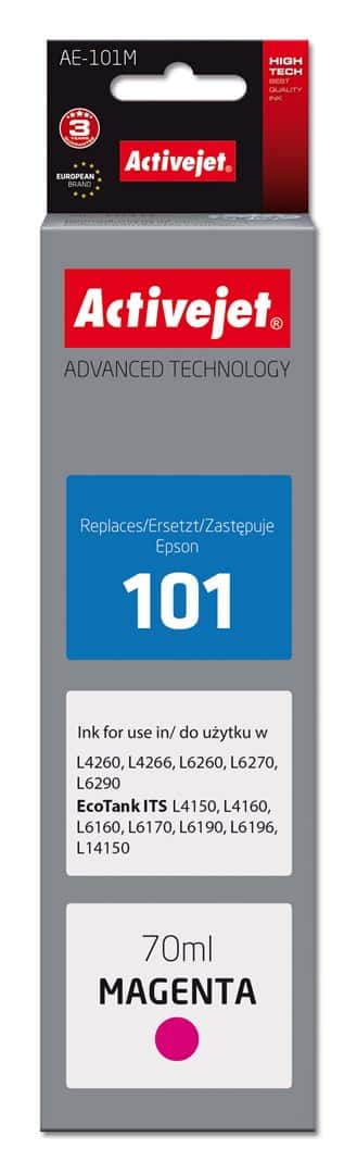 Activejet AE-101M Buteleczka z tuszem, 70 ml, czerwony