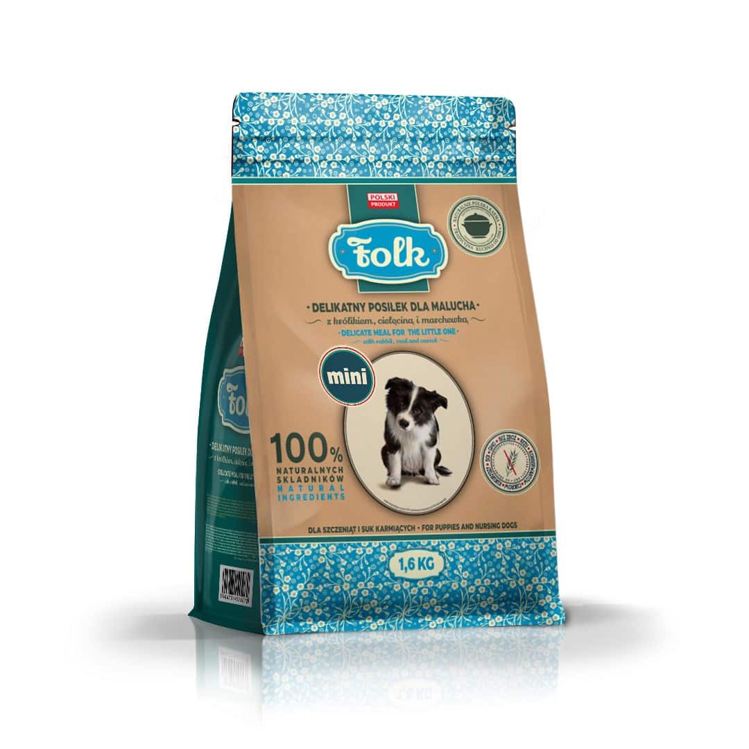 FOLK Delikatny posiłek dla malucha z królikiem, cielęciną i marchewką Mini 1.6kg — zdjęcie 1 z 4