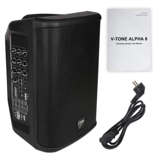 V-TONE ALPHA 8 - Kolumna aktywna akumulatorowa 8", Bluetooth, TWS, DSP, AUX, 95W RMS, wbudowany mikser (OUTLET) — zdjęcie 1 z 8