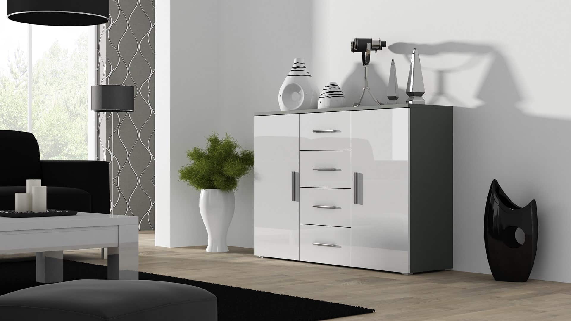 Komoda UNI szary/biały połysk — zdjęcie 1 z 3