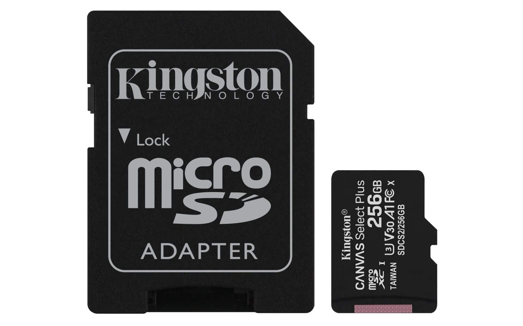 Karta pamięci z adapterem Kingston Canvas Select Plus SDCS2/256GB (256GB; Class 10, Class U1, V30; + adapter) — zdjęcie 1 z 8