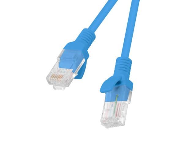 Kabel UTP Lanberg PCU5-10CC-0050-B (RJ45, U/UTP - RJ45, U/UTP ; 0,50m; UTP; kat. 5e; kolor niebieski) — zdjęcie 1 z 2