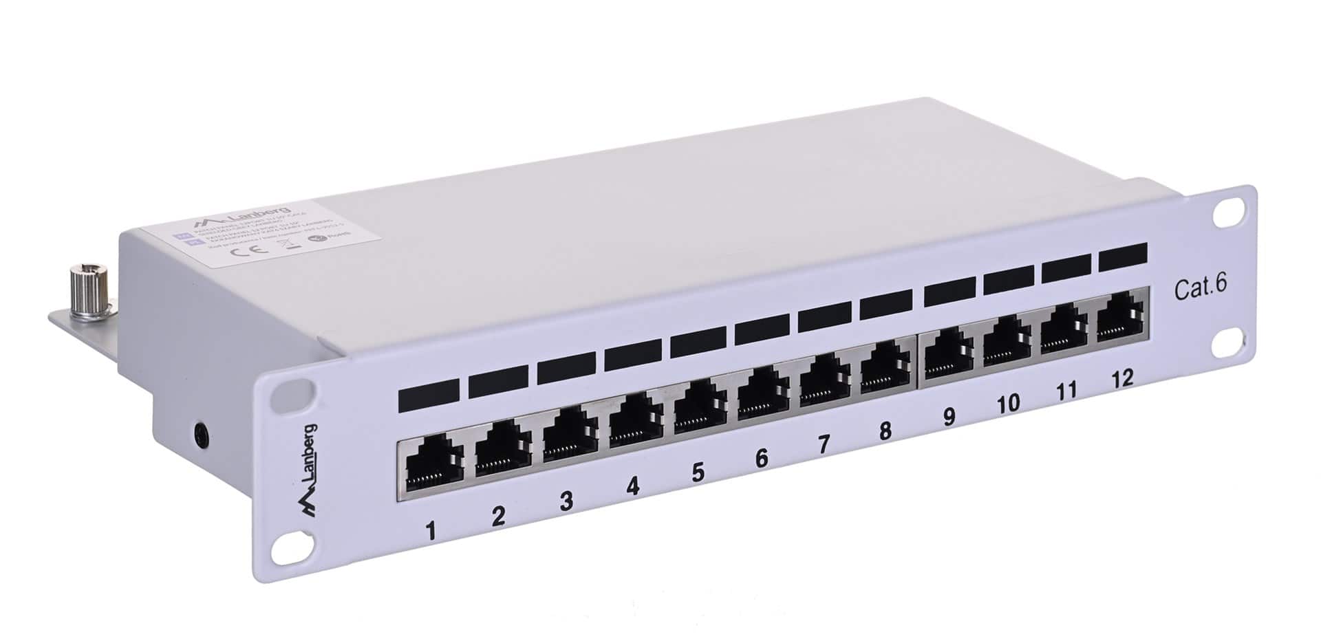 Patch panel Lanberg PPF6-9012-S, 1U, kat. 6, 12xRJ-45 — zdjęcie 1 z 7