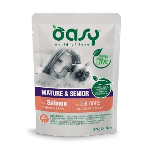 Oasy Chunks in gravy Mature & Senior Salmon 85gr