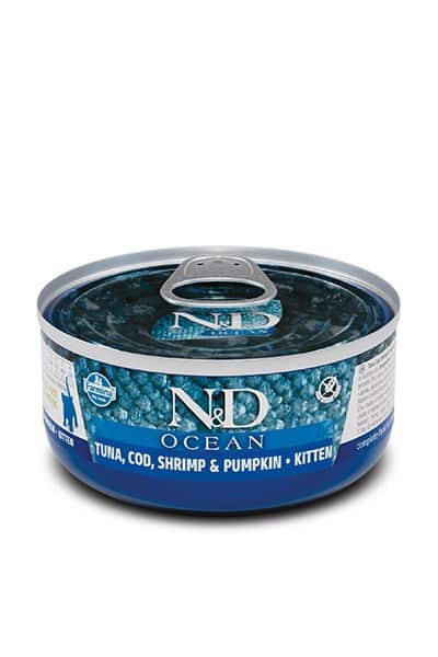 FARMINA N&D CAT OCEAN TUNA,COD,SHRIMP&PUMPKIN KITTEN - mokra karma dla kociąt - 70 g — zdjęcie 1 z 2