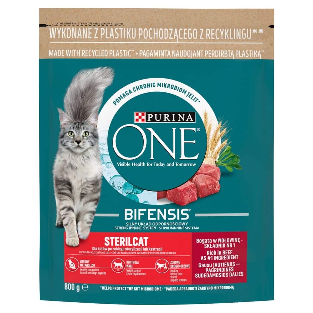PURINA One Bifensis Sterilcat Wołowina - sucha karma dla kota - 800 g — zdjęcie 1 z 8