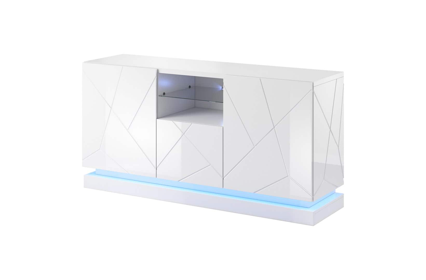 Komoda QIU 2D1K 150x41,5xH75 biały połysk/biały połysk — zdjęcie 1 z 4